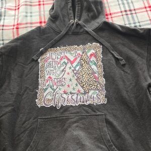 Xl Gray Christmas Graphic Hoodie